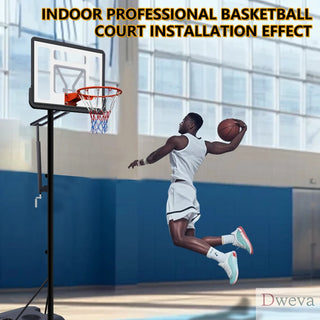 Portable Basketball Hoop for Youth Adults & Kids,Adjustable Height 6.89 ft to 10.01 ft,34 inch Backboard with Rebound System, Indoor/Outdoor Basketball Goal with Water/Sand Base, Wheels for Easy Move Dweva