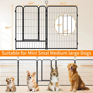 16 Panels Heavy Duty Metal Playpen with Self-Locking Gate, Extra Tall 40" Dog Fence Pet Exercise Pen for Outdoor and Indoor-Easy Setup Exercise Pen for Large Dogs Dweva
