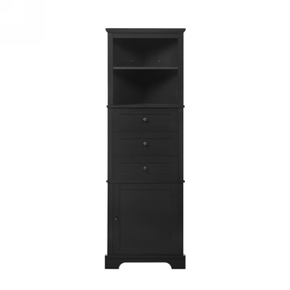 Black Triangle Tall Cabinet with 3 Drawers and Adjustable Shelves for Bathroom, Kitchen or Living Room, MDF Board with Painted Finish (WF306469AAG New Color) Dweva