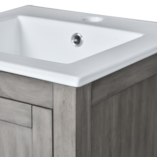 16" Bathroom Vanity Sink Combo for Small Space, Bathroom Sink Cabinet with Rectangular Ceramic Basin, Bathroom Vanities Cabinet with 1 Door and 1 Open Shelf Dweva