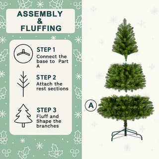 7FT Unlit Artificial Christmas Tree with 775 Tips, Full PVC Branches, Classic Green Holiday Tree with Sturdy Metal Stand for Indoor Home Decoration Dweva