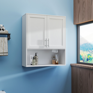 Bathroom Mirror Cabinet - Two Door Wall Cabinet Bathroom Vanity Mirror Cabinet with Facial Tissues Slot and Multifunctional Storage Area Dweva