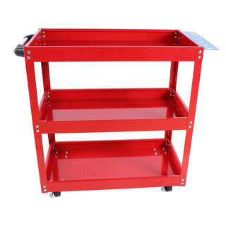 Tool Cart on Wheels, 3 Tier Rolling Mechanic Tool Cart, Heavy Duty Steel Utility Cart w/Lockable Wheels, 450 LBS Capacity Industrial Service Cart for Garage, Warehouse, Workshop (Bright Red) Dweva
