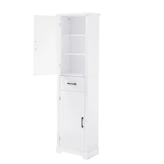 Tall Bathroom Storage Cabinet, Freestanding Storage Cabinet with Two Doors and Adjustable Shelves, Door Shelve Design, MDF Board with Painted Finish, White Dweva
