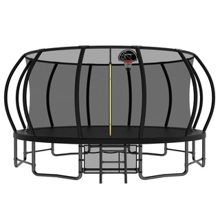 16FT Outdoor Trampoline for Kids and Adults, Pumpkin Trampolines with Curved Poles Heavy Duty Trampoline Anti-Rust Coating ASTM Approval Dweva