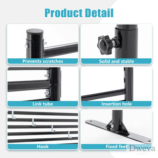 71.26''x46.65'' Outdoor Privacy Screens Freestanding,Metal Privacy Fence Panels for Outside, Slatted Privacy Screens with Stand,Black Dweva