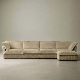 Slipcovered Fluffy Sofa - 4 Seat with Ottoman Dweva