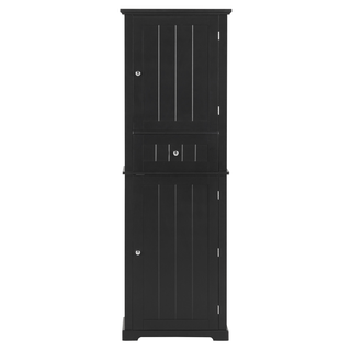 Tall Bathroom Storage Cabinet, Freestanding Storage Cabinet with Drawer and Adjustable Shelf, MDF Board with Painted Finish, Black (Old Sku:WF312727AAB)