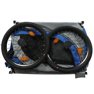 Large Folding Bike Trailer for Dogs – 66LB Capacity All-Terrain Pet Carrier, Durable Steel Frame for Cycling, Jogging, Camping & Outdoor Adventures, Gray- Blue Dweva