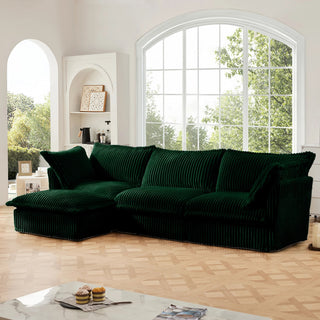 Slipcovered Fluffy Sofa - 3 Seat with Ottoman Dweva