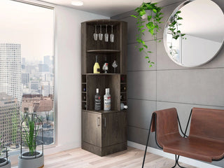 Seattle Bar Cabinet, Eight Bottle Cubbies, Two Large Open Shelves Dweva