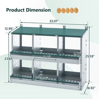 6 Compartments Chicken Nesting Box for Laying Eggs, Roll Away Chicken Laying Boxes, Green Dweva