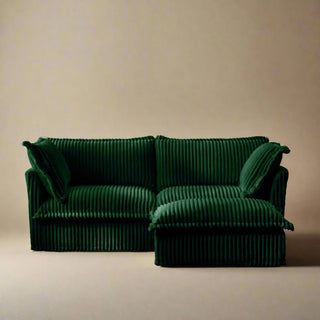 Slipcovered Fluffy Sofa - 2 Seat with Ottoman Dweva
