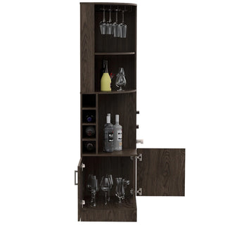 Seattle Bar Cabinet, Eight Bottle Cubbies, Two Large Open Shelves Dweva