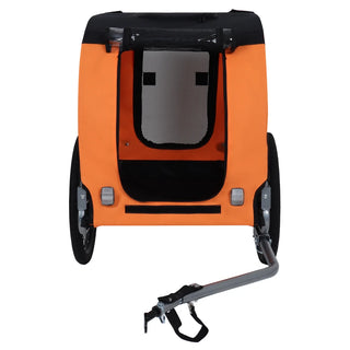 Large Folding Bike Trailer for Dogs – 66LB Capacity All-Terrain Pet Carrier, Durable Steel Frame for Cycling, Jogging, Camping & Outdoor Adventures, Black-Orange Dweva