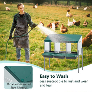 Nesting Boxes for Chickens, 3 Holes Chicken Nesting Boxes with Legs, Chicken Laying Box with Lid Cover, for Outdoor Chicken Coop Farm Yard, Rreen Dweva
