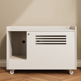 White Cat Litter Box Enclosure,Hidden Litter Box Furniture with top side fence,Wooden Pet House Side End Table, Storage Cabinet Bench for Living Room,,Bedroom, Fit Most of Litter Box Dweva