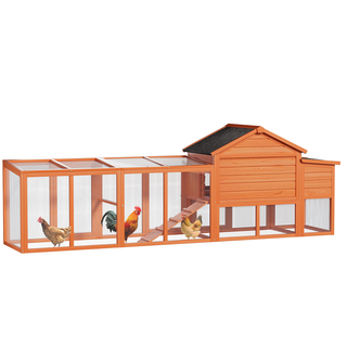 113.5" Large Wooden Chicken Coop Outdoor Hen House with Run, Waterproof Roof & Nesting Box, Secure Lock, Removable Tray, Ramp & Perch for 2–4 Chickens or Small Pets Dweva