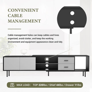 Modern TV Stand for 80'' TV with 2 Doors, Media Console Table, Entertainment Center with Large Storage Cabinet for Living Room, Bedroom