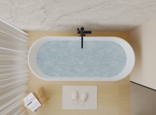 55" Acrylic Freestanding Bathtub, Stand Alone Soaking Tub, Glossy White Acrylic, Toe-tap Chrome Drain, cUPC Certified Dweva