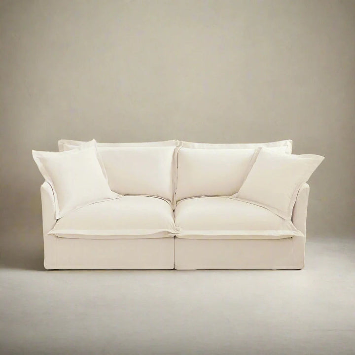 Slipcovered Fluffy Sofa - 2 Seat Dweva