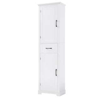 Tall Bathroom Storage Cabinet, Freestanding Storage Cabinet with Two Doors and Adjustable Shelves, Door Shelve Design, MDF Board with Painted Finish, White Dweva