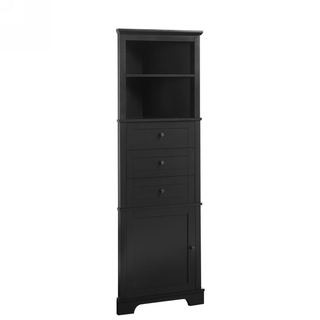 Black Triangle Tall Cabinet with 3 Drawers and Adjustable Shelves for Bathroom, Kitchen or Living Room, MDF Board with Painted Finish (WF306469AAG New Color) Dweva