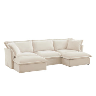 Slipcovered Fluffy Sofa - 3 Seat with 2 Ottoman Dweva