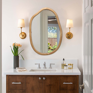 Irregular Wall Mirror Decorative, Asymmetrical Mirror for Wall Decor, Wavy Accent Mirrors for Living Room Bathroom Bedroom Entryway, Abstract Irregular Shape Curvy Mirror, 32"x22" Dweva