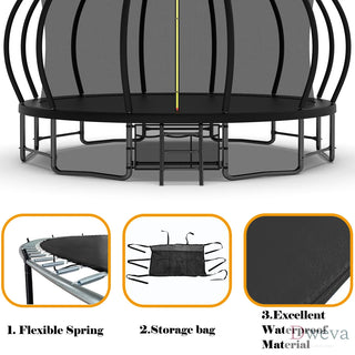 16FT Outdoor Trampoline for Kids and Adults, Pumpkin Trampolines with Curved Poles Heavy Duty Trampoline Anti-Rust Coating ASTM Approval Dweva