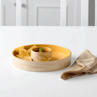 Handcrafted Sustainable Ceramic Chip-N-Dip Bowl- Amber Love Dweva