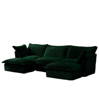 Slipcovered Fluffy Sofa - 3 Seat with 2 Ottoman Dweva