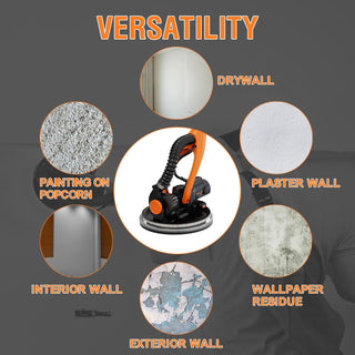 Drywall Sander with Vacuum Dust Collection, 6 Variable Speed Foldable Telescopic Electric Wall Sander, Popcorn Ceiling Removal Tool, 1900RPM Power Sander Tool, LED Light, 18Pcs Sanding Discs Dweva