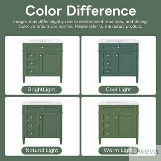 30'' Bathroom Vanity with Top Sink, Modern Bathroom Storage Cabinet with 2 Drawers and a Tip-out Drawer, Single Sink Bathroom Vanity Dweva