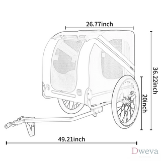 Large Folding Bike Trailer for Dogs – 66LB Capacity All-Terrain Pet Carrier, Durable Steel Frame for Cycling, Jogging, Camping & Outdoor Adventures, Black- Gray Dweva