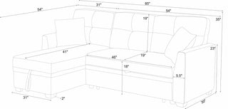 Modular Sleeper Sectional Sofa with Storage Dweva