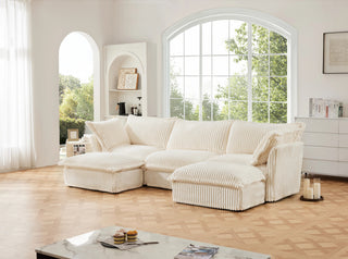 Slipcovered Fluffy Sofa - 3 Seat with 2 Ottoman Dweva
