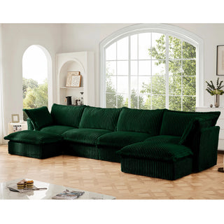 Slipcovered Fluffy Sofa - 4 Seat with 2 Ottoman Dweva