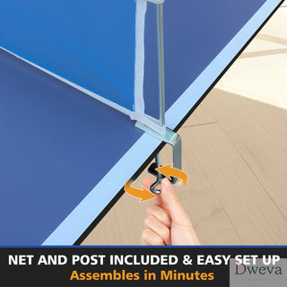 7*4ft Blue Mid-Size Ping Pong Conversion Top Foldable & Portable Table Tennis Table Top for Indoor Games Dweva