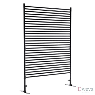 71.26''x46.65'' Outdoor Privacy Screens Freestanding,Metal Privacy Fence Panels for Outside, Slatted Privacy Screens with Stand,Black Dweva