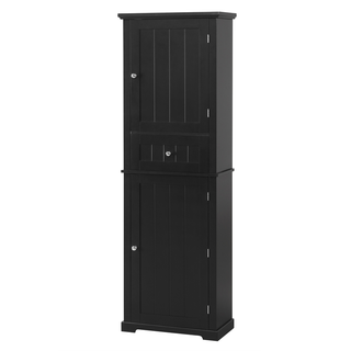 Tall Bathroom Storage Cabinet, Freestanding Storage Cabinet with Drawer and Adjustable Shelf, MDF Board with Painted Finish, Black (Old Sku:WF312727AAB)