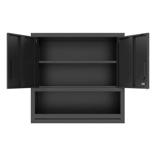 Metal Wall-Mounted Tool Storage Cabinet with Locking Door and 1 Shelf 1 Opened Drawer for Garage Warehouse,Office,Assembly Required Dweva