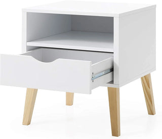 Mid-Century Modern Jeff Night Stand, End Table Bed Room Accent Side Table, White Dweva