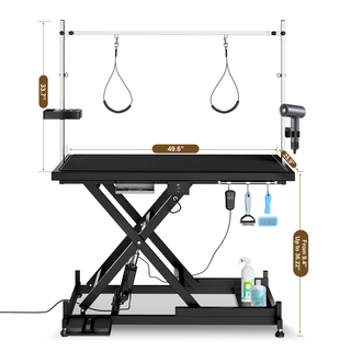 Update electric pet grooming table, 110V/220V professional groomer recommend super Deluxe electric pet grooming table, height adjust from 8 up to 36inch BLACK COLOR Dweva