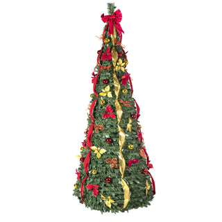 7.5FT Pop-Up Christmas Tree with 200 Warm White UL Lights – Pre-Decorated with Red & Gold Ornaments, Flowers, Ribbons & Bows – Easy Assembly, Space-Saving Collapsible Holiday Tree Dweva