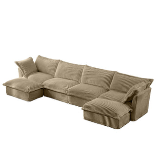 Slipcovered Fluffy Sofa - 4 Seat with 2 Ottoman Dweva