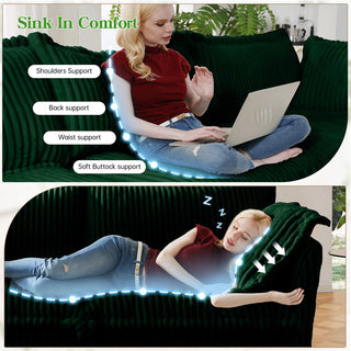Slipcovered Fluffy Sofa - 3 Seat with Ottoman Dweva