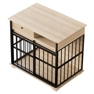 Dog Crate Furniture , Large Dog Cage Furniture with Tray for Medium Large Dogs, Wooden Dog Kennel Furniture Dweva