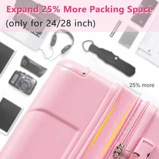 Hardshell Luggage, Lightweight Durable ABS Suitcases with Double Wheels, Expandable 28-inch Checked Luggage 28" (Pink) Dweva