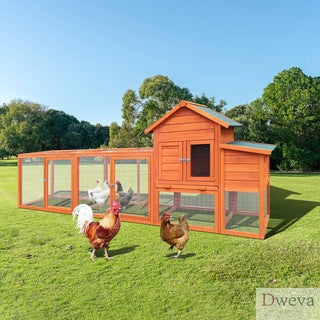 122＂Large Wooden Chicken Coop,Outdoor Hen House with Nesting Box ,Wire Fence Poultry Cage Dweva